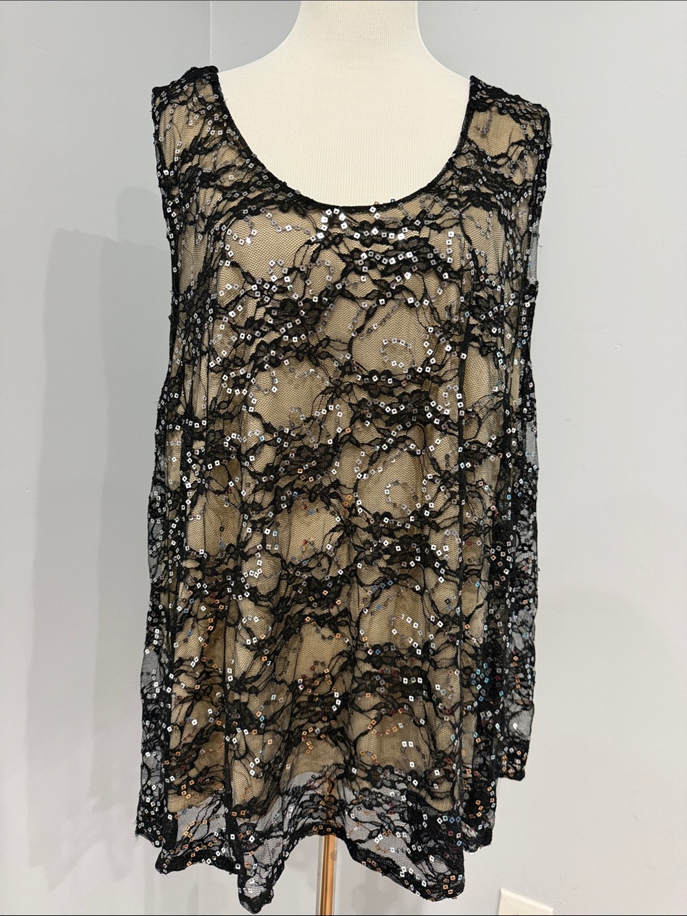Wet Seal Black Sequin Lace Camisole